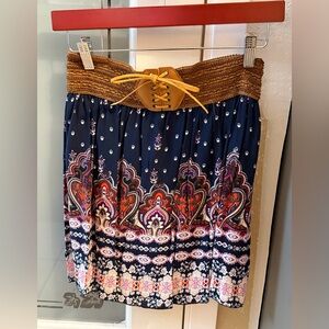 Boho A-Line Paisley Skirt with Braided Waist